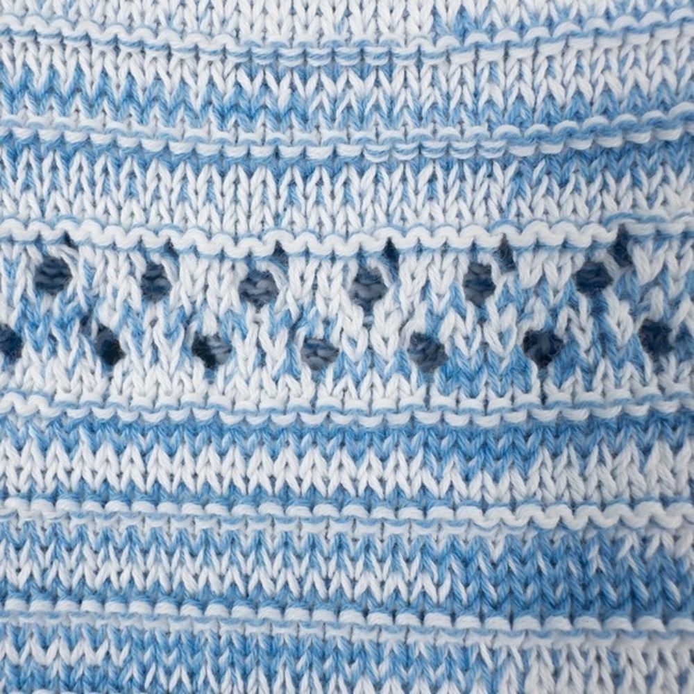 Cotton Country 3/4 Sleeve Crochet Knit Sweater Womens‎ Medium Blue Coastal Boho - Picture 10 of 15